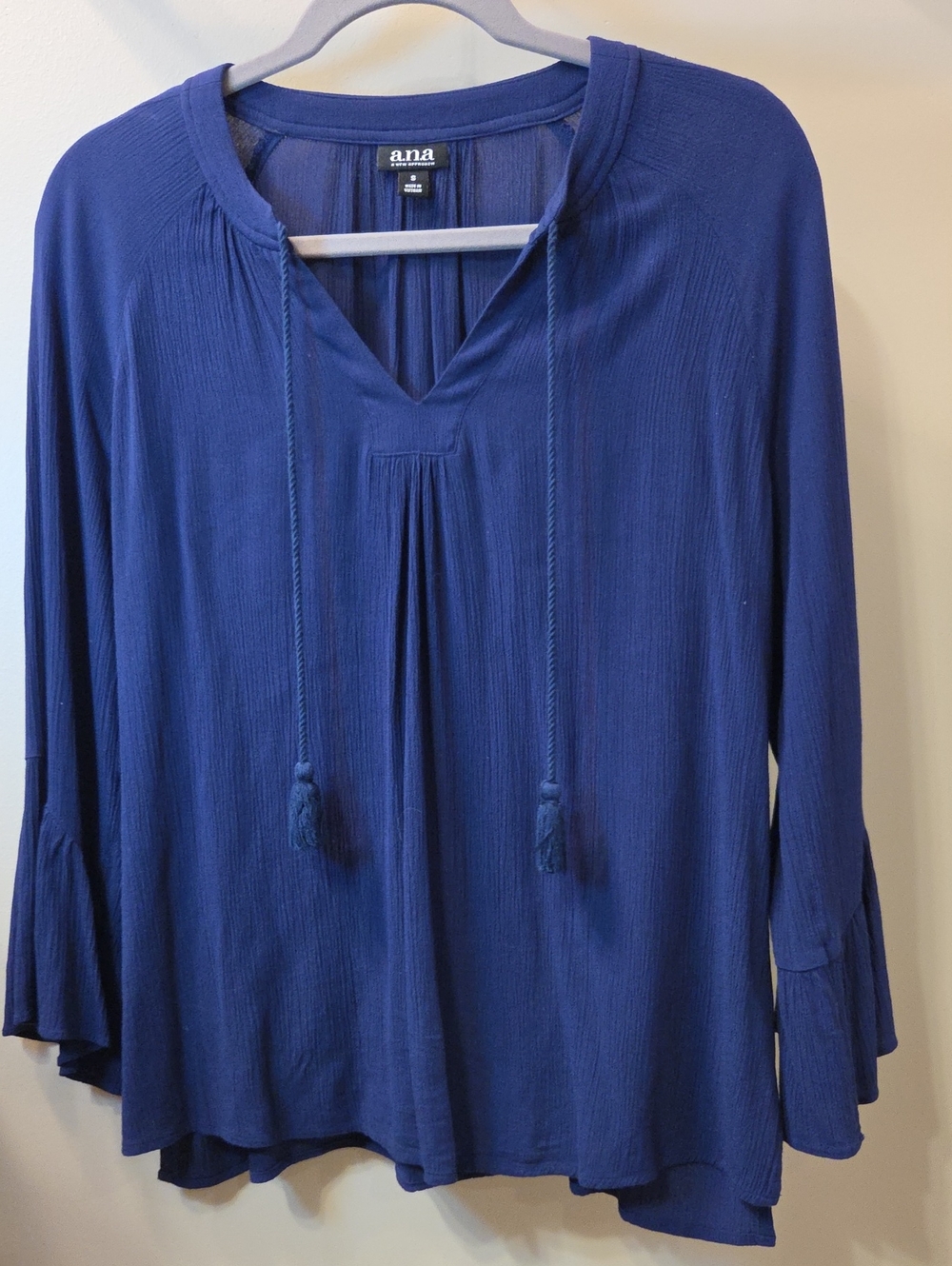a.n.a Women's Deep Blue V-Neck Tie-Front Tunic